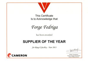 Forge Fedriga premiata come FORNITORE DELL’ANNO